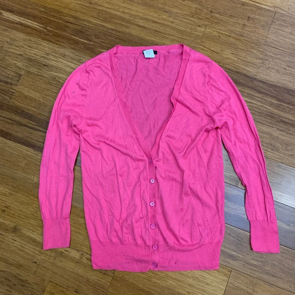 J. Crew Women's Cardigan Sweater Size XS Pink Cotton Knit Lightweight Casual - Picture 1 of 6